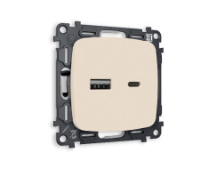 Комплект механизма розетки 2USB A+C 20W (быстрая зарядка) Ambrella Volt Omega MO331010