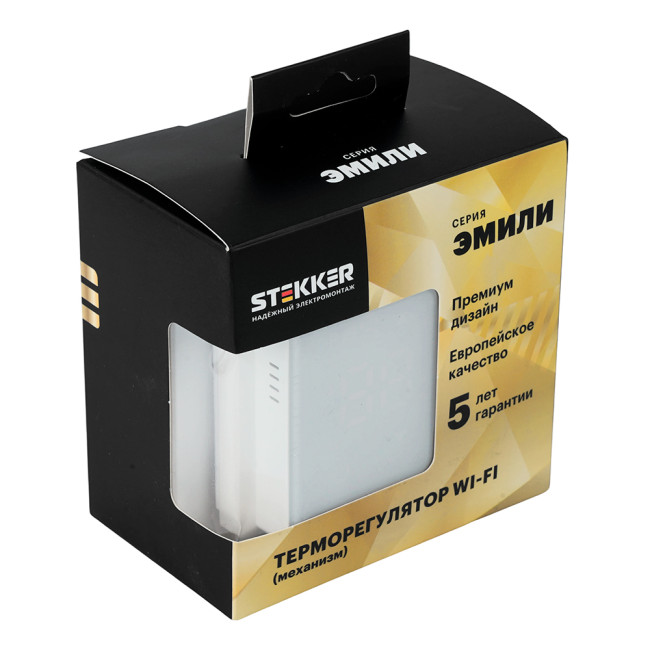 Терморегулятор Wi-Fi (механизм) Stekker Эмили RSW00-5119-01 белый фарфор soft touch 50376 Терморегулятор Wi-Fi (механизм) Stekker Эмили RSW00-5119-01 белый фарфор soft touch 50376