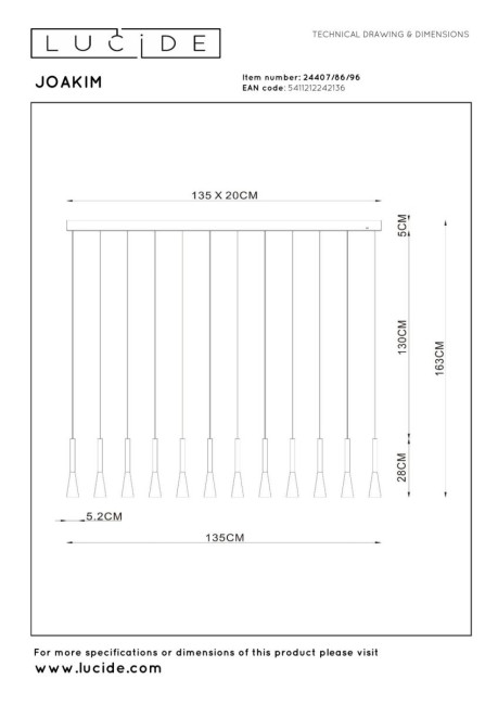 Подвесная люстра Lucide Joakim 24407/86/96 Подвесная люстра Lucide Joakim 24407/86/96