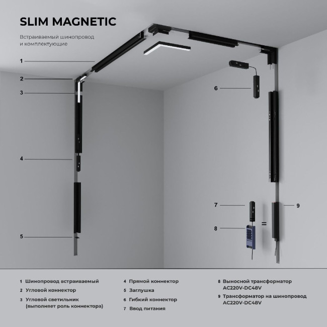 Шинопровод встраиваемый Elektrostandard Slim Magnetic 4690389206610 85207/00 a067496 Шинопровод встраиваемый Elektrostandard Slim Magnetic 4690389206610 85207/00 a067496