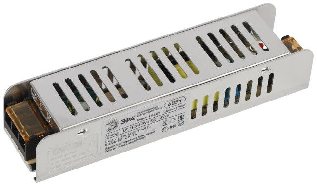 Блок питания Эра 60Вт DC12В 5A IP20 LP-LED-60W-IP20-12V-S Б0061121 Блок питания Эра 60Вт DC12В 5A IP20 LP-LED-60W-IP20-12V-S Б0061121