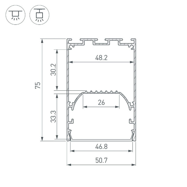 Алюминиевый профиль Arlight LINE-S-5075-2000 WHITE 041850 Алюминиевый профиль Arlight LINE-S-5075-2000 WHITE 041850