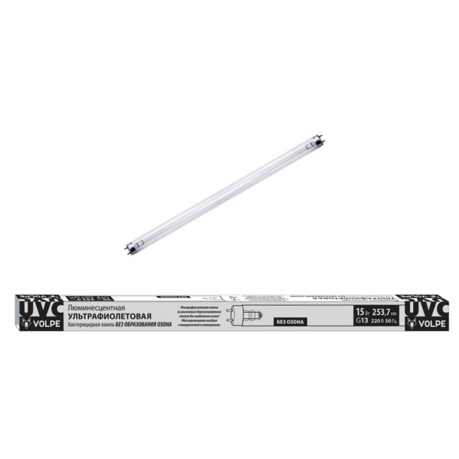 Лампа ультрафиолетовая бактерицидная Volpe G13 15W матовая EFL-T8-15/UVCB/G13/CU/V UL-00007401 Лампа ультрафиолетовая бактерицидная Volpe G13 15W матовая EFL-T8-15/UVCB/G13/CU/V UL-00007401