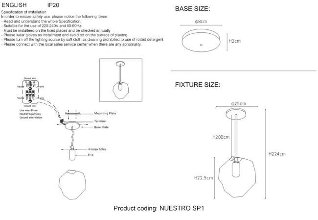 Подвесной светильник Crystal Lux NUESTRO SP1 CHROME/BROWN Подвесной светильник Crystal Lux NUESTRO SP1 CHROME/BROWN