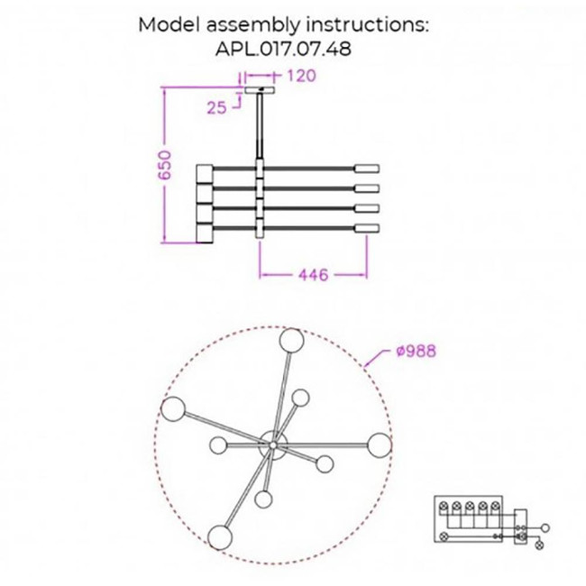Подвесная светодиодная люстра Aployt Frania APL.017.07.48 Подвесная светодиодная люстра Aployt Frania APL.017.07.48