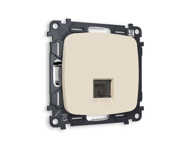 Комплект механизма компьютерной розетки RJ-45(8P8C) CAT6 со шторкой Ambrella Volt Omega MO332010