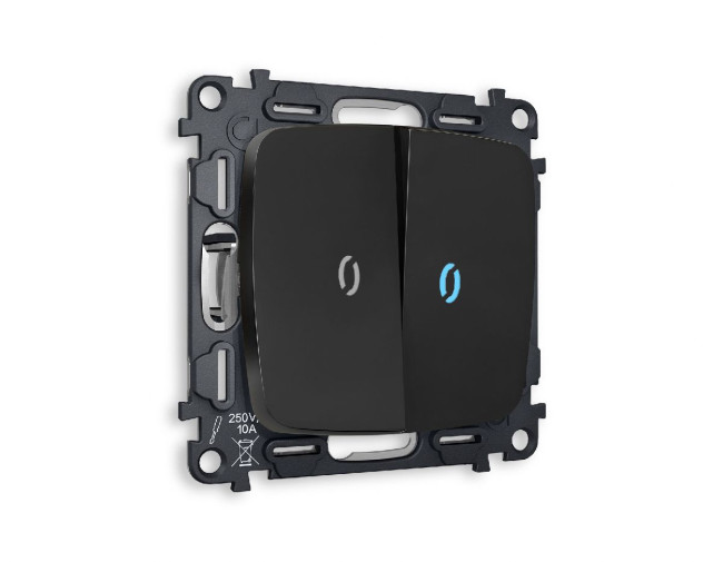 Комплект механизма 2-кл проходного выключателя с подсветкой Ambrella Volt Omega MO804040 Комплект механизма 2-кл проходного выключателя с подсветкой Ambrella Volt Omega MO804040