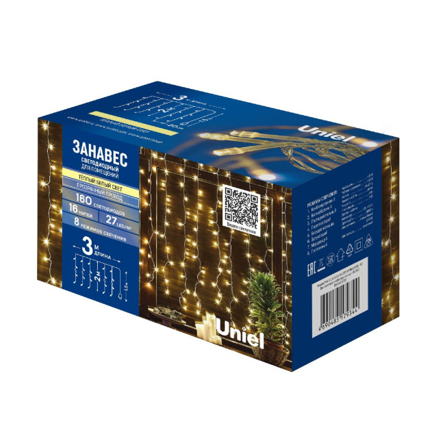Гирлянда Uniel ULD-C3020-160/DTA WARM WHITE IP20 UL-00010914