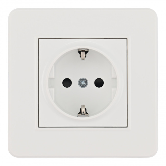Комплект розетки с/з и шторками и рамкой Arte Milano SET16-1-40-1 white