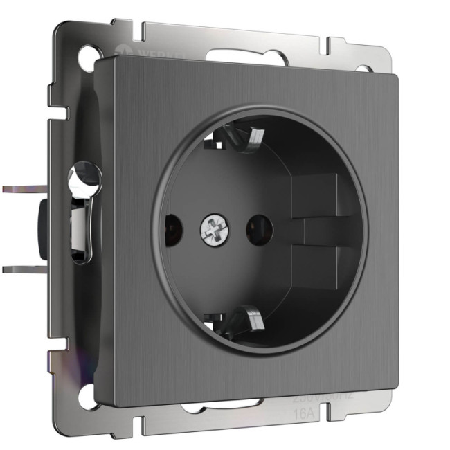 Розетка с заземлением Werkel графит рифленый W1171004 4690389158629 Розетка с заземлением Werkel графит рифленый W1171004 4690389158629