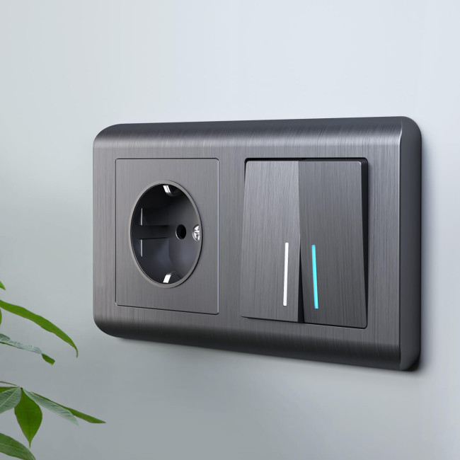 Розетка с заземлением Werkel графит рифленый W1171004 4690389158629 Розетка с заземлением Werkel графит рифленый W1171004 4690389158629