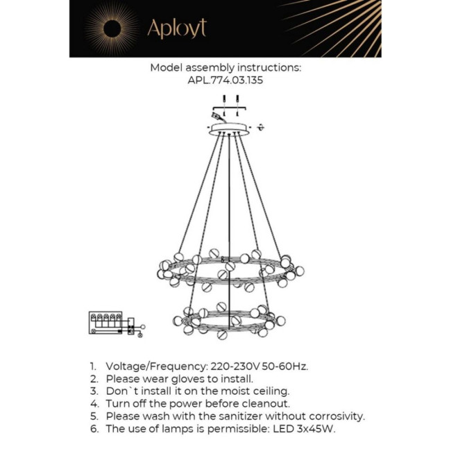 Подвесная люстра Aployt Delfin APL.774.03.135 Подвесная люстра Aployt Delfin APL.774.03.135