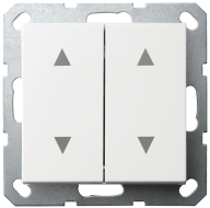 Выключатель двухклавишный Jasmart для жалюзи/штор в комплекте с накладкой белый глянцевый 10A 250V G3028W