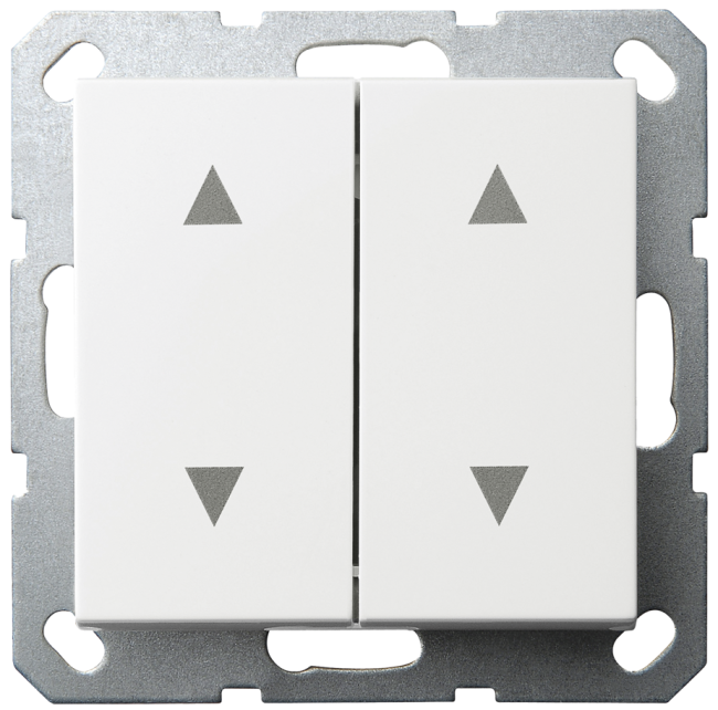 Выключатель двухклавишный Jasmart для жалюзи/штор в комплекте с накладкой белый глянцевый 10A 250V G3028W