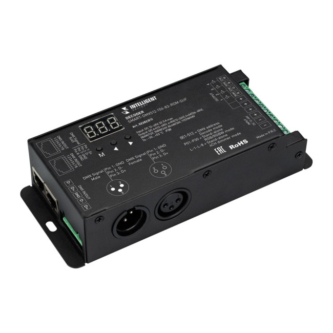Декодер Arlight SMART-DMX512-104-83-RDM-SUF (12-48V, 4x8A, XLR3/RJ45) 023823(1) Декодер Arlight SMART-DMX512-104-83-RDM-SUF (12-48V, 4x8A, XLR3/RJ45) 023823(1)