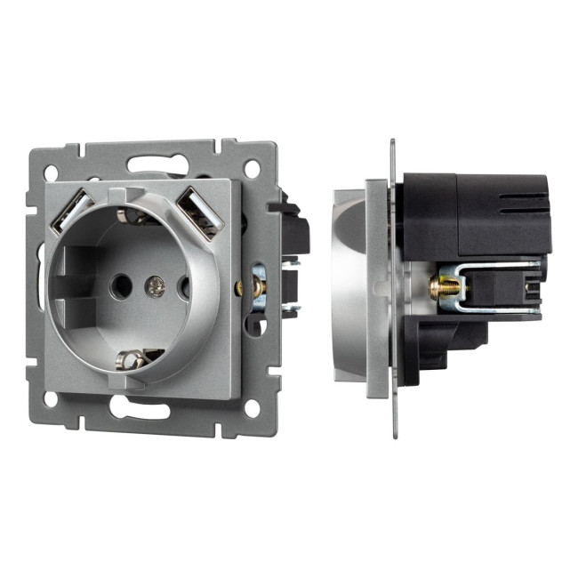 Механизм розетки с USB зарядкой Arlight SCT-MUAA-PL-GR-V (250V, 16A) 049820 Механизм розетки с USB зарядкой Arlight SCT-MUAA-PL-GR-V (250V, 16A) 049820
