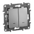 Переключатель двухклавишный Legrand Etika с подсветкой 10A 250V алюминий 672416 Переключатель двухклавишный Legrand Etika с подсветкой 10A 250V алюминий 672416