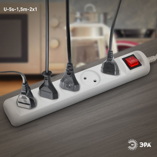 Удлинитель электрический Эра U-5s-1,5m-2x1 Б0044055