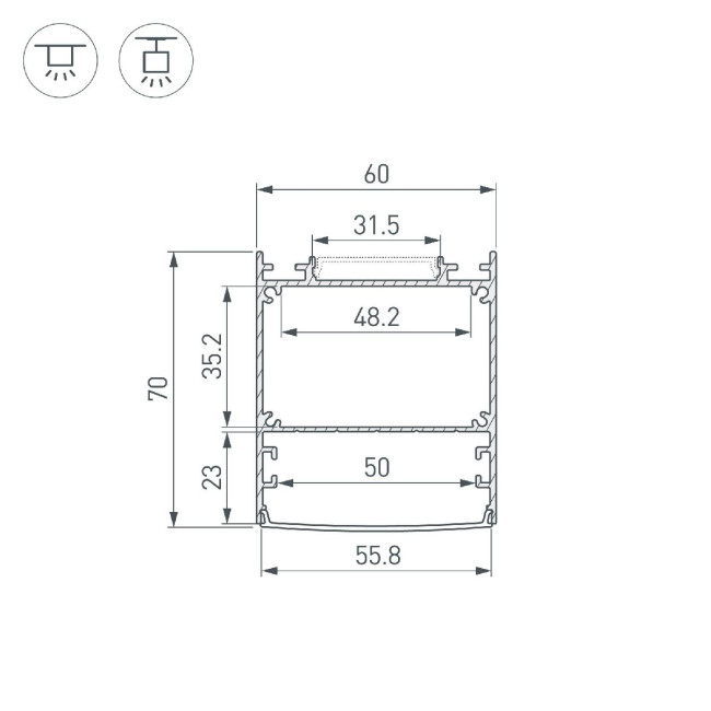 Профиль Arlight LINE-6070-3000 ANOD BLACK 047506