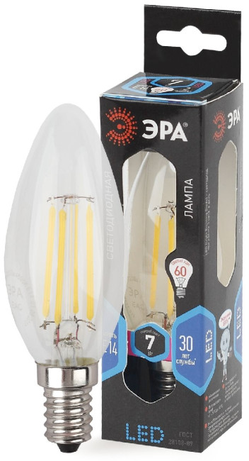 Лампа светодиодная Эра E14 7W 4000K F-LED B35-7W-840-E14 Б0027943 Лампа светодиодная Эра E14 7W 4000K F-LED B35-7W-840-E14 Б0027943