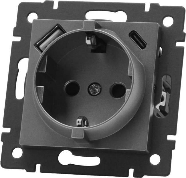 Механизм розетки с USB зарядкой Arlight SCT-MUAC-PL-GR-V (250V, 16A) 049831 Механизм розетки с USB зарядкой Arlight SCT-MUAC-PL-GR-V (250V, 16A) 049831
