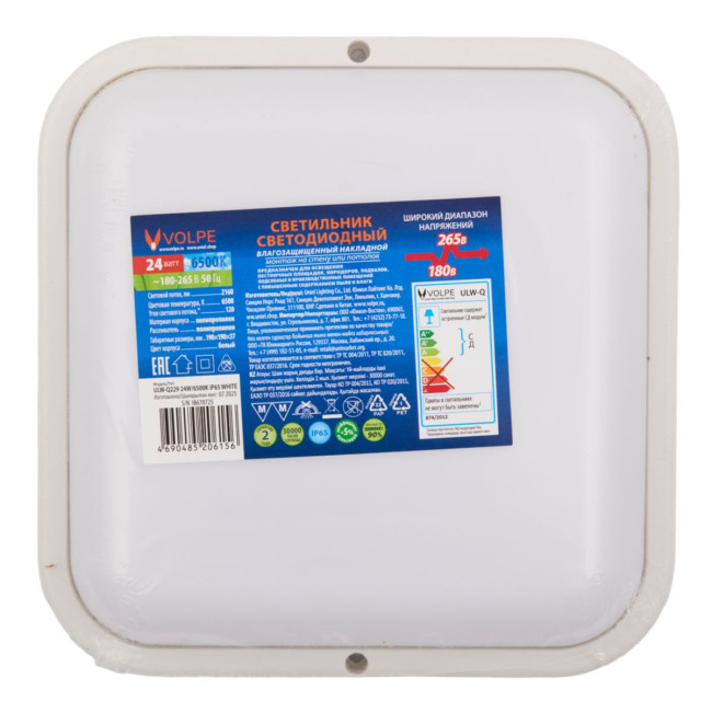 Накладной светильник влагозащищенный Volpe ULW-Q229 24W/6500K IP65 WHITE UL-00013193 Накладной светильник влагозащищенный Volpe ULW-Q229 24W/6500K IP65 WHITE UL-00013193