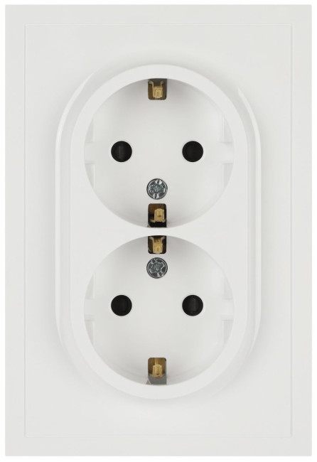 Розетка ЭРА Galaxy 15-2104-01 с заземлением двойная 2X2P+E Schuko 16А-250В IP20 белый Б0070678