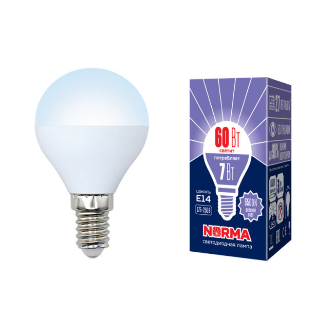 Лампа светодиодная (UL-00003818) Volpe E14 7W 6500K матовая LED-G45-7W/DW/E14/FR/NR Лампа светодиодная (UL-00003818) Volpe E14 7W 6500K матовая LED-G45-7W/DW/E14/FR/NR