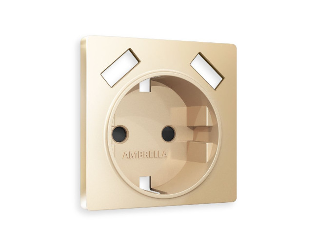 Лицевая панель для розетки с/з со шторками 2USB A+A Ambrella Volt Alfa AP6090 Лицевая панель для розетки с/з со шторками 2USB A+A Ambrella Volt Alfa AP6090
