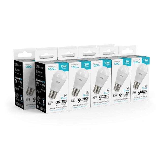 Лампа светодиодная Gauss Basic E27 13W 4000K 10502232 Лампа светодиодная Gauss Basic E27 13W 4000K 10502232