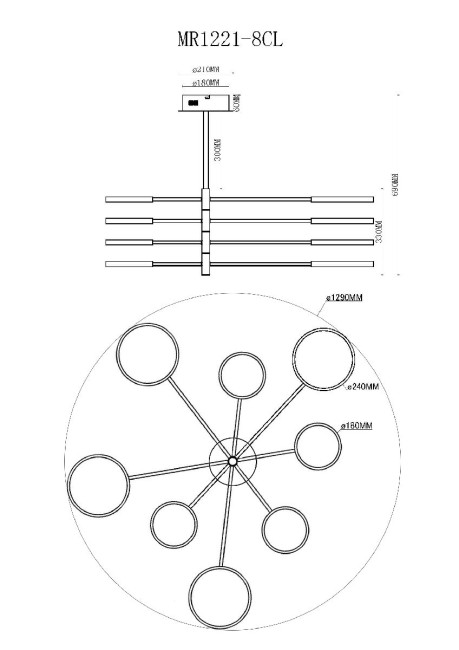 Люстра на штанге MyFar Eva MR1221-8CL Люстра на штанге MyFar Eva MR1221-8CL