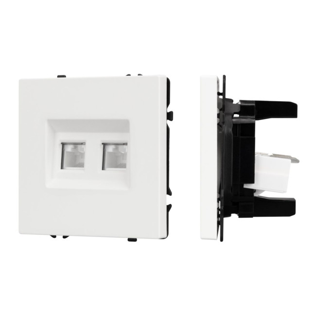 Механизм сдвоенной компьютерной розетки Arlight SCT-NOBE-MPC2-SFPL-WH (RJ-45, CAT6) 054312 Механизм сдвоенной компьютерной розетки Arlight SCT-NOBE-MPC2-SFPL-WH (RJ-45, CAT6) 054312