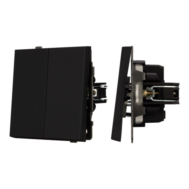 Механизм выключателя двухклавишный непроходной Arlight SWT-TENDO-MK02-SFPL-BK (230V, 10A) 054544