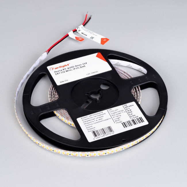 Светодиодная лента Arlight RT-A200-8mm 24V Day4000-CX1 (16 W/m, IP20, 5m) 046939 Светодиодная лента Arlight RT-A200-8mm 24V Day4000-CX1 (16 W/m, IP20, 5m) 046939