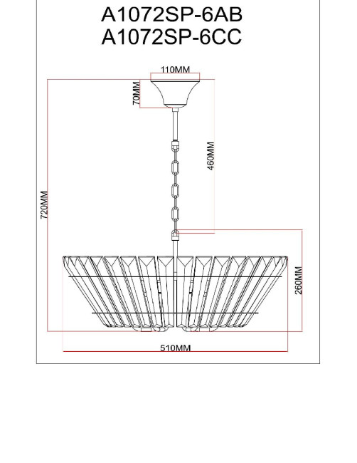 Подвесная люстра Arte Lamp Florizel A1072SP-6AB Подвесная люстра Arte Lamp Florizel A1072SP-6AB