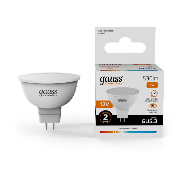 Лампа светодиодная Gauss Elementary GU5.3 7W 3000K 11517 Лампа светодиодная Gauss Elementary GU5.3 7W 3000K 11517