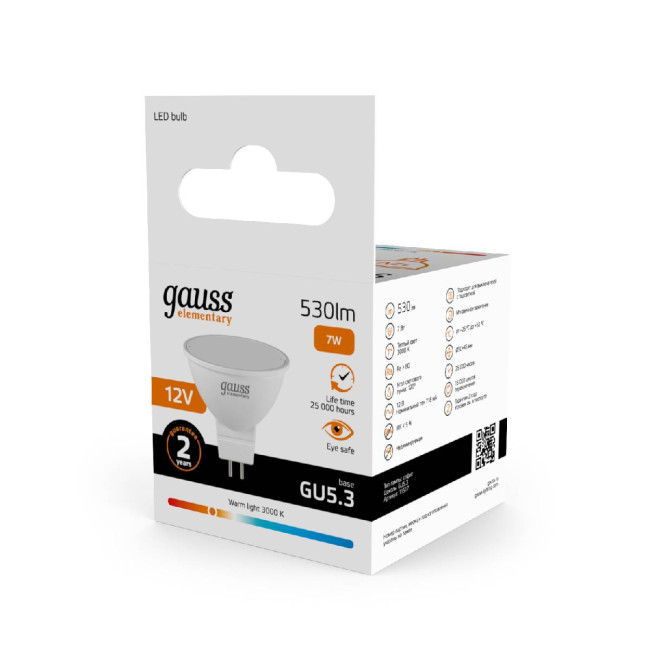 Лампа светодиодная Gauss Elementary GU5.3 7W 3000K 11517 Лампа светодиодная Gauss Elementary GU5.3 7W 3000K 11517
