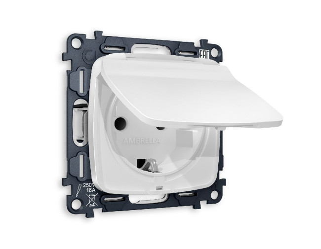 Комплект механизма розетки с/з со шторками и крышкой Ambrella Volt Omega MO128010 Комплект механизма розетки с/з со шторками и крышкой Ambrella Volt Omega MO128010