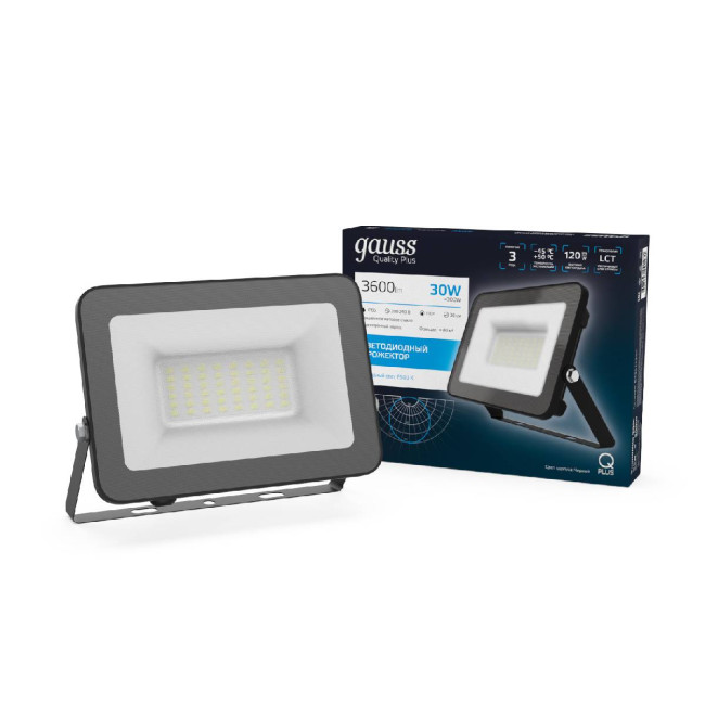 Прожектор светодиодный Gauss Qplus 30W 6500К 613511330 Прожектор светодиодный Gauss Qplus 30W 6500К 613511330