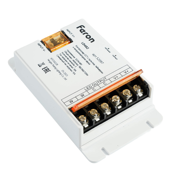 Контроллер CCT с пультом, таймером и визуализатором звука Feron LD482 12-24-48V 52097 Контроллер CCT с пультом, таймером и визуализатором звука Feron LD482 12-24-48V 52097