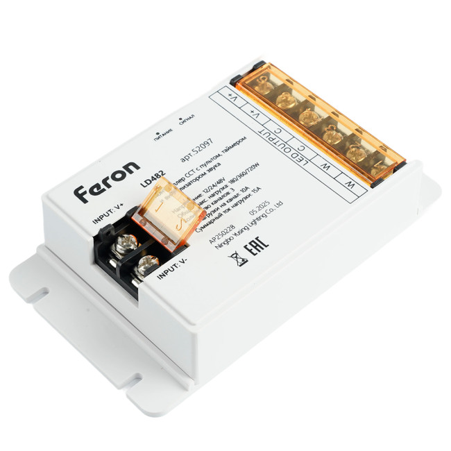 Контроллер CCT с пультом, таймером и визуализатором звука Feron LD482 12-24-48V 52097 Контроллер CCT с пультом, таймером и визуализатором звука Feron LD482 12-24-48V 52097