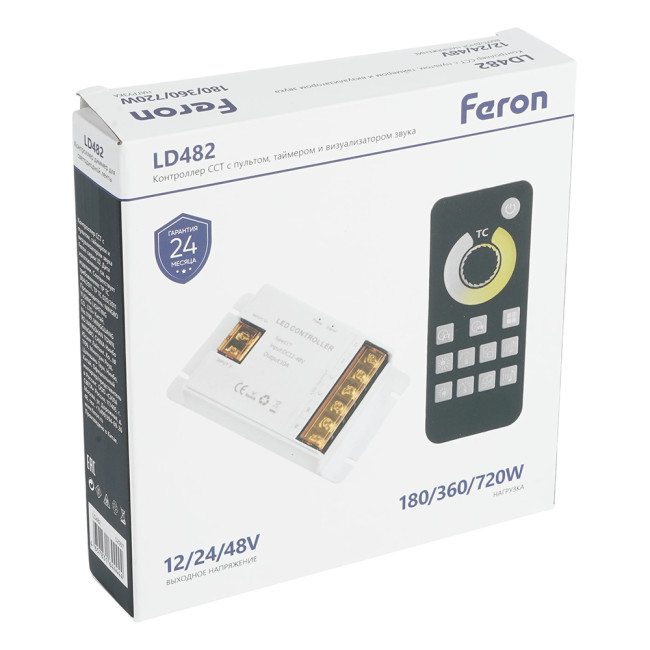 Контроллер CCT с пультом, таймером и визуализатором звука Feron LD482 12-24-48V 52097 Контроллер CCT с пультом, таймером и визуализатором звука Feron LD482 12-24-48V 52097