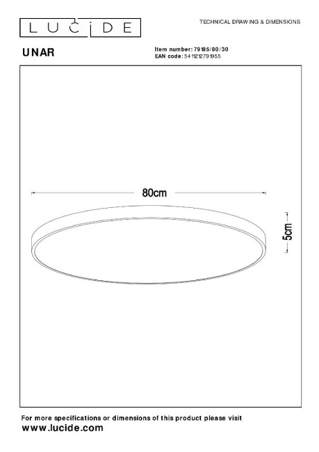 Потолочный светильник Lucide Unar 79185/80/30 Потолочный светильник Lucide Unar 79185/80/30