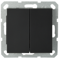 Выключатель двухклавишный Jasmart проходной с накладкой 10A 250V черный матовый (soft touch) G3022PB