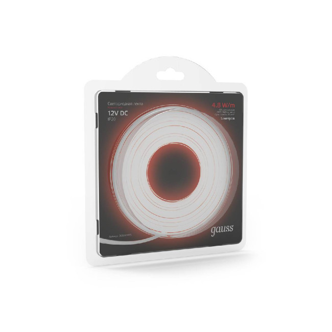 Светодиодная лента Gauss 4,8W/m 60LED/m 2835SMD красный 5M 312000705