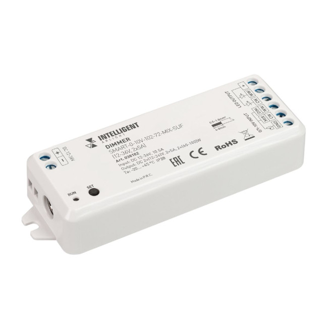 Диммер Arlight SMART-0-10V-102-72-MIX-SUF (12-36V, 2x5A) 038182 Диммер Arlight SMART-0-10V-102-72-MIX-SUF (12-36V, 2x5A) 038182