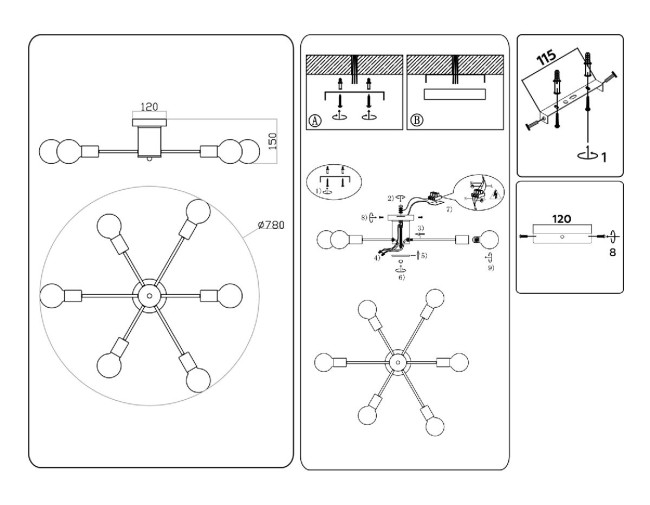 Потолочная люстра Ambrella Light Loft TR80401 Потолочная люстра Ambrella Light Loft TR80401