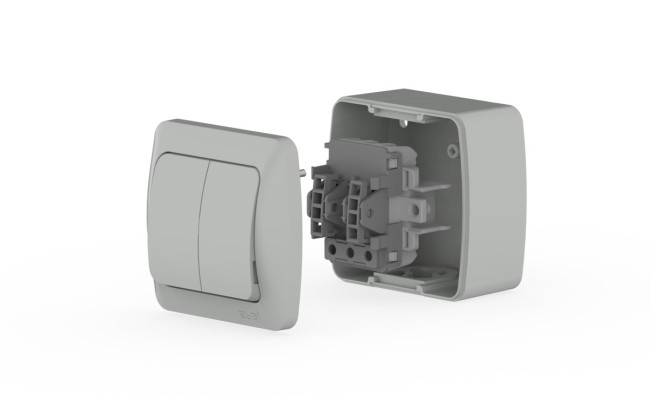 Выключатель двухклавишный ELBI Eva 554-011500-202 Выключатель двухклавишный ELBI Eva 554-011500-202