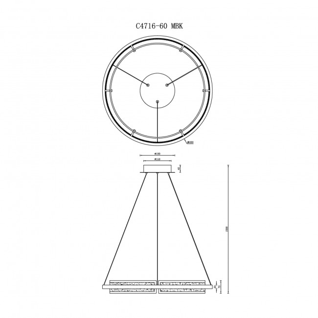 Подвесная люстра iLedex Meridian C4716-60 MBK