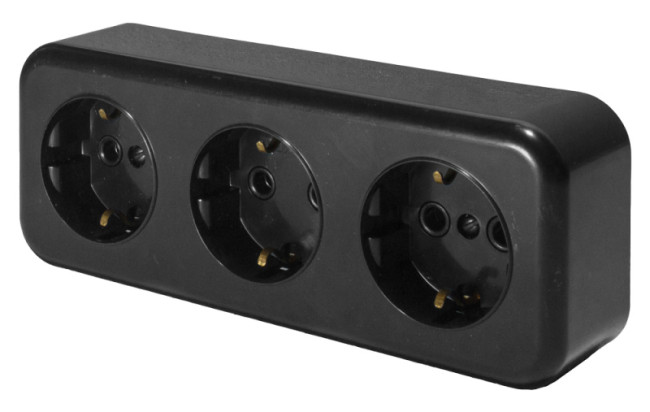 Розетка 3-местная Stekker PST16-51-20 (RA 16-343-Ч) 39698 Розетка 3-местная Stekker PST16-51-20 (RA 16-343-Ч) 39698